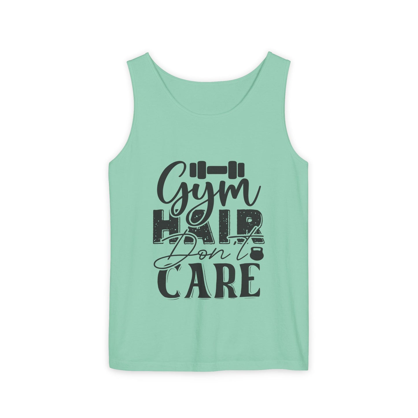 Unisex Garment-Dyed Tank Top – "Gym Hair Don’t Care" Funny Workout Tank
