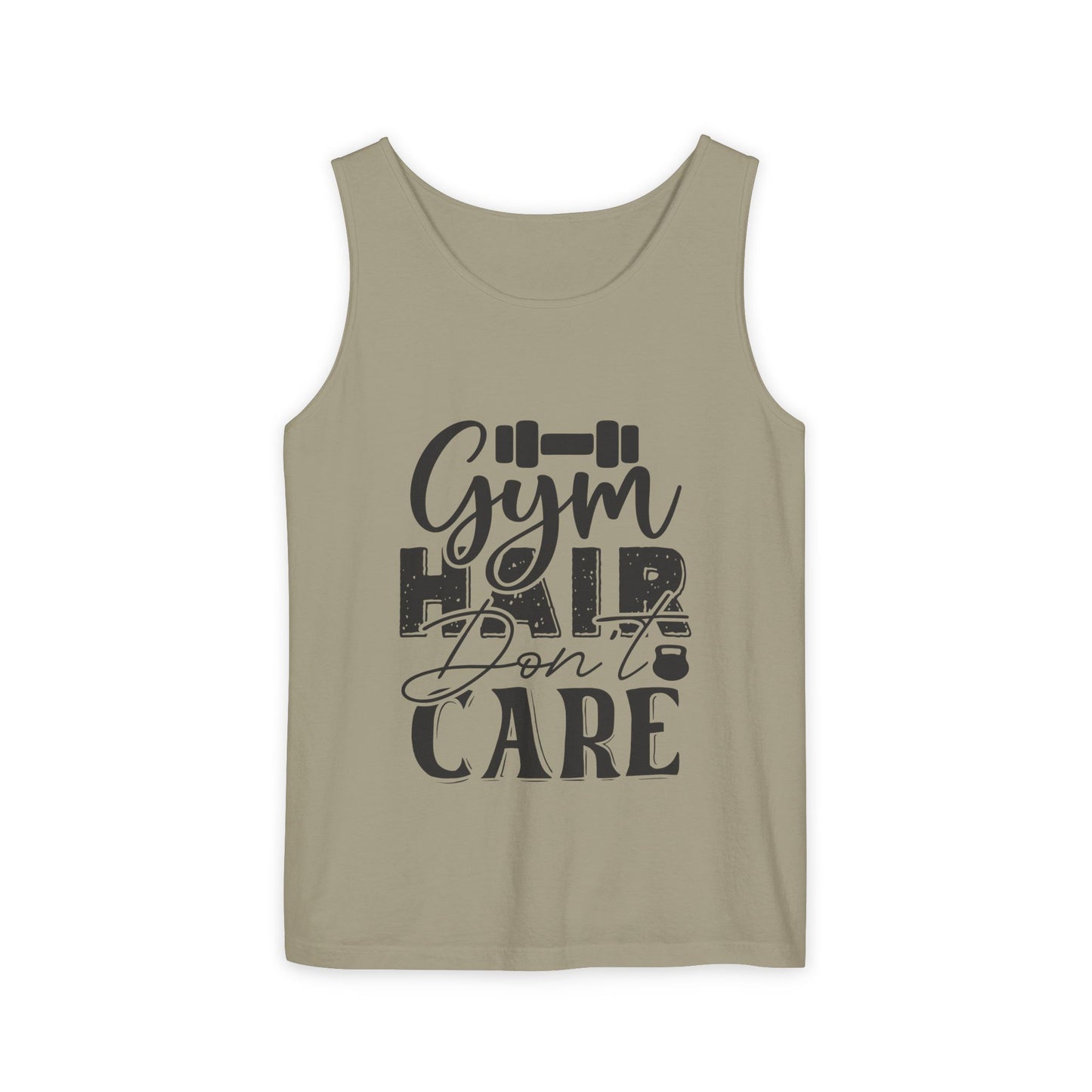 Unisex Garment-Dyed Tank Top – "Gym Hair Don’t Care" Funny Workout Tank