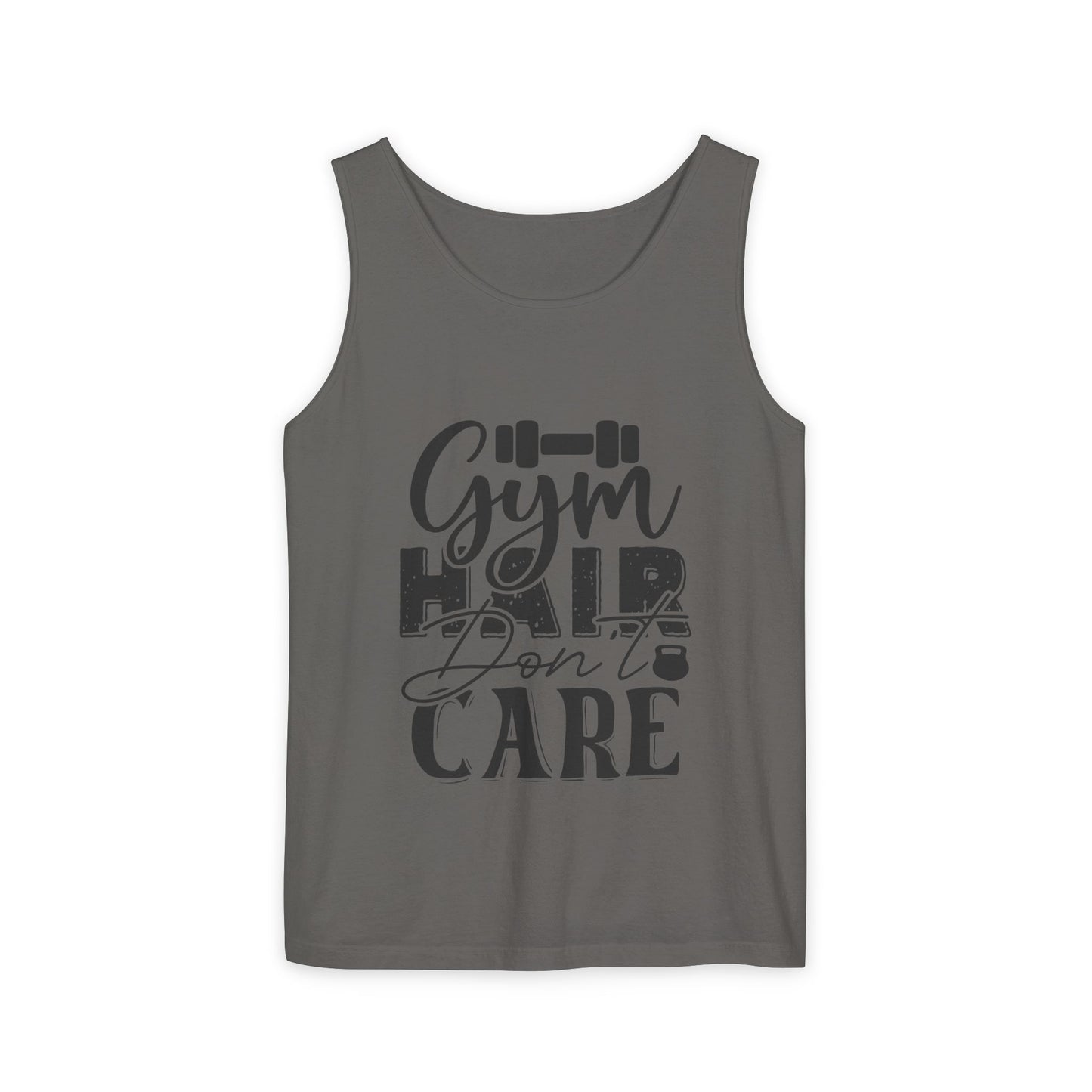 Unisex Garment-Dyed Tank Top – "Gym Hair Don’t Care" Funny Workout Tank