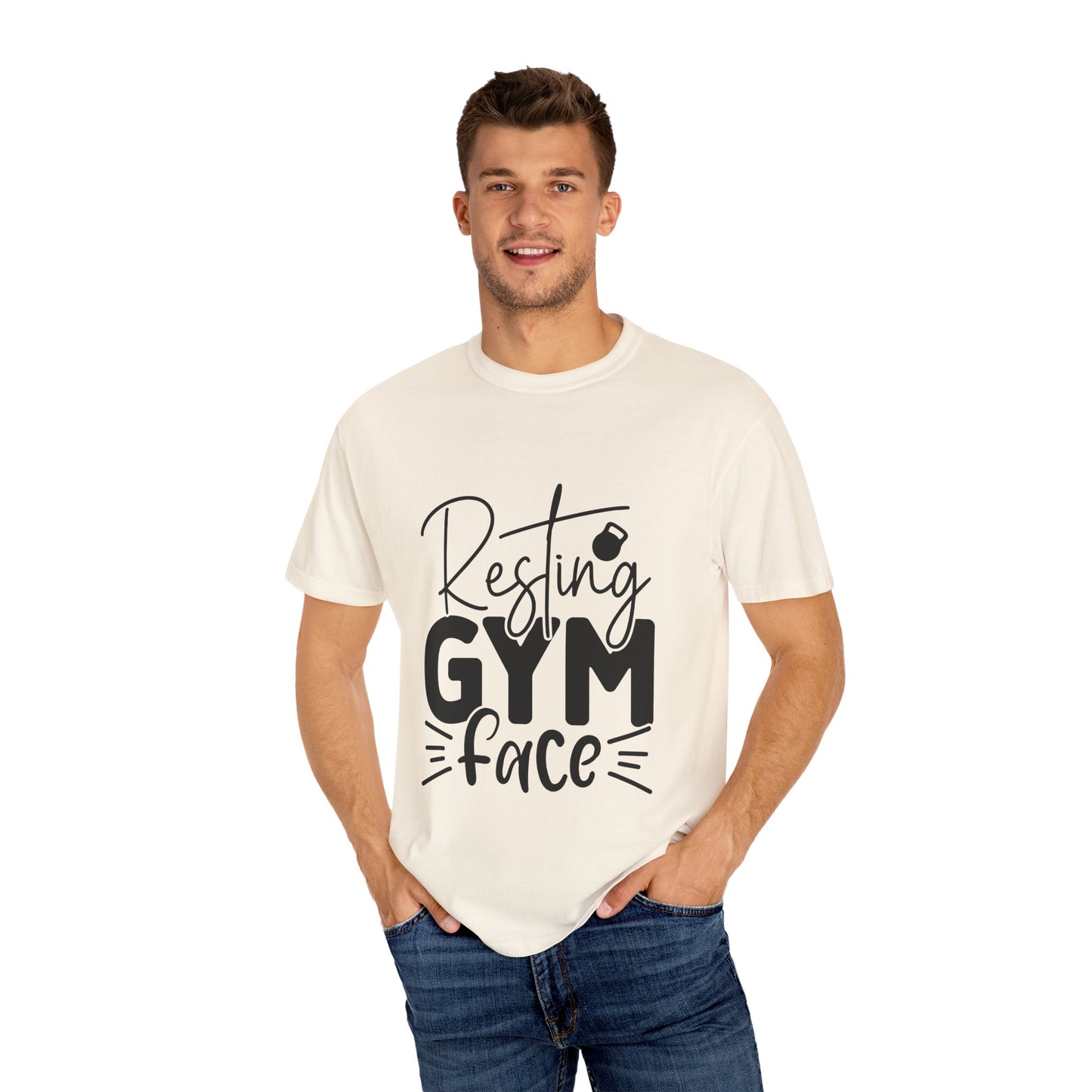 Unisex Garment-Dyed T-Shirt – "Resting Gym Face" | Fitness Meme Style Tee