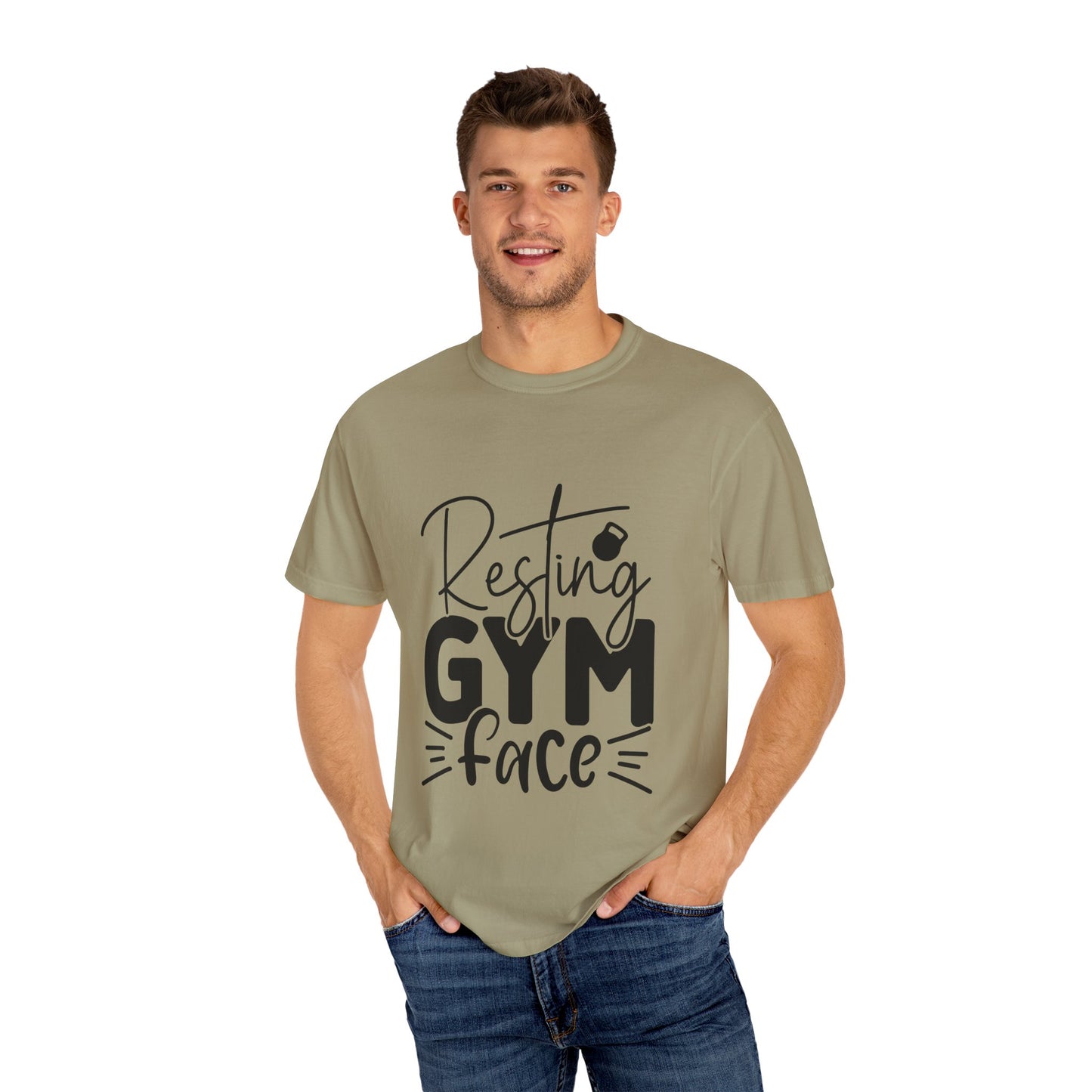 Unisex Garment-Dyed T-Shirt – "Resting Gym Face" | Fitness Meme Style Tee
