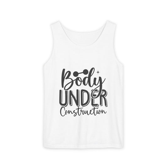 Body Under Construction Tank Top, Workout Muscle Tee, Fitness Sleeveless Shirt