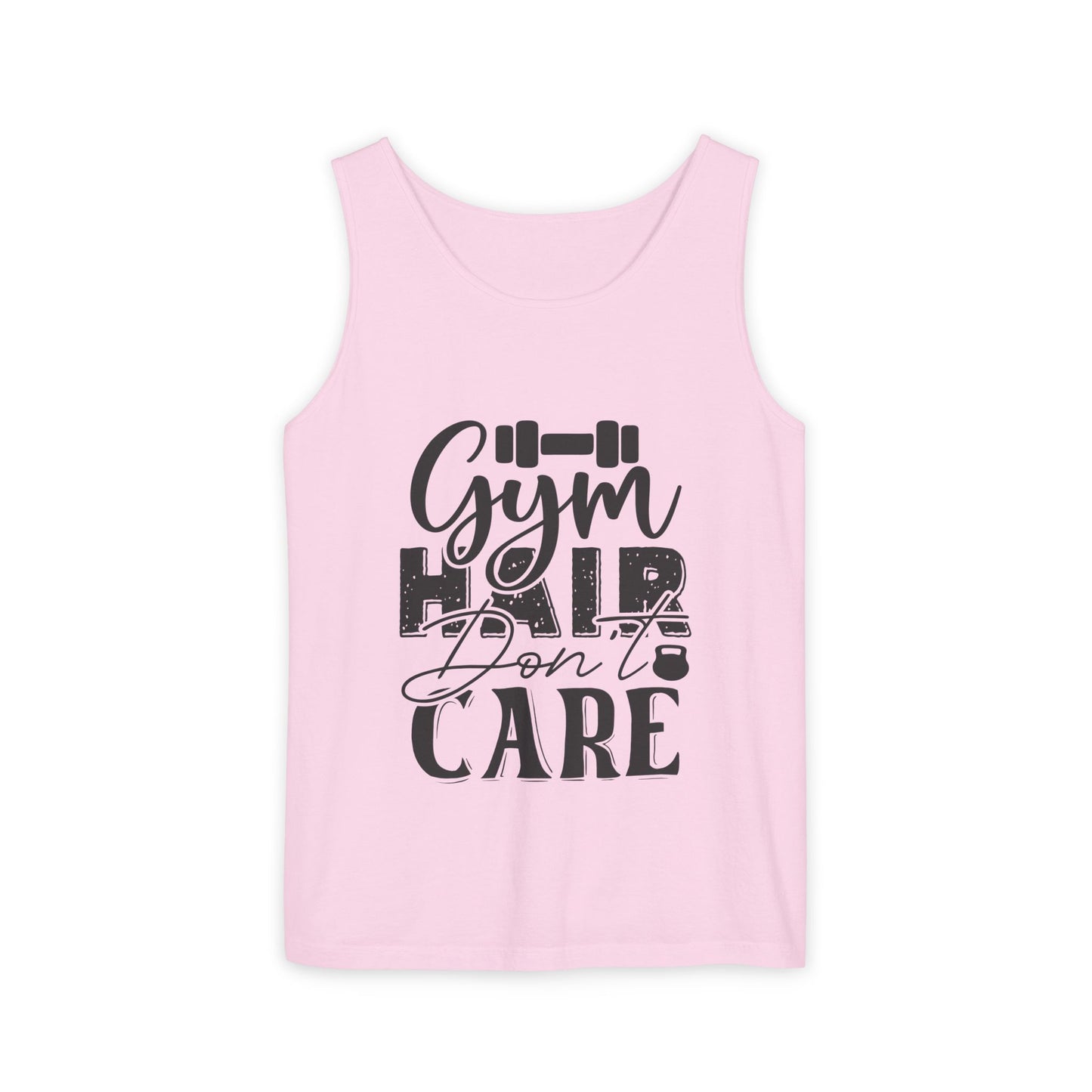 Unisex Garment-Dyed Tank Top – "Gym Hair Don’t Care" Funny Workout Tank