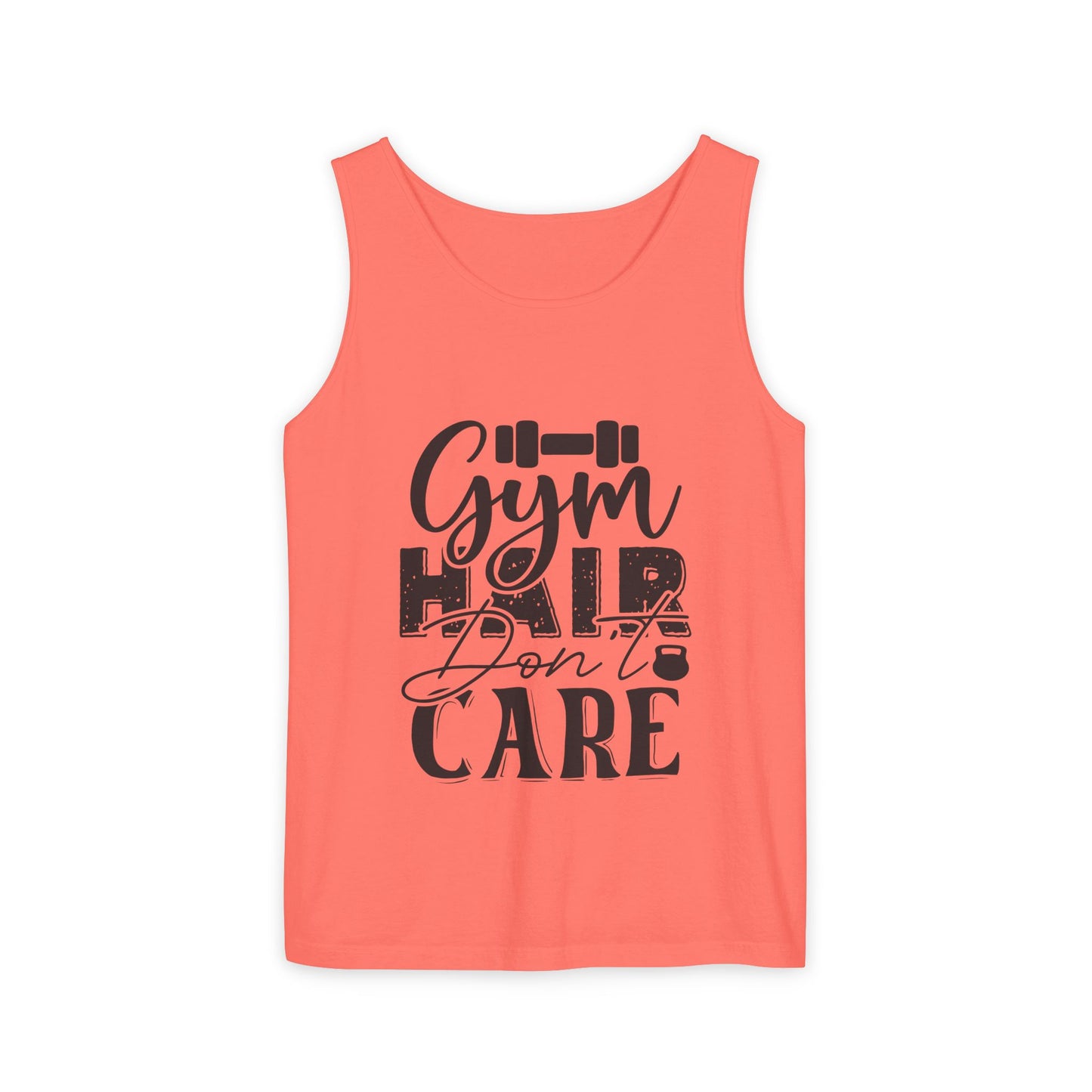 Unisex Garment-Dyed Tank Top – "Gym Hair Don’t Care" Funny Workout Tank