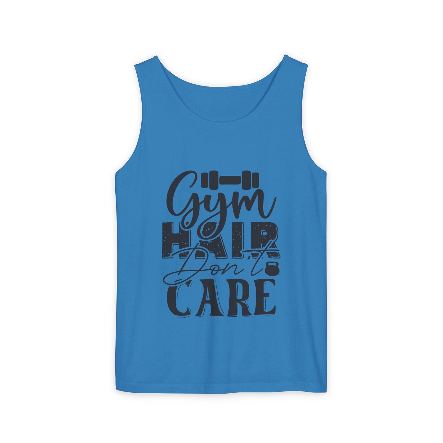 Unisex Garment-Dyed Tank Top – "Gym Hair Don’t Care" Funny Workout Tank