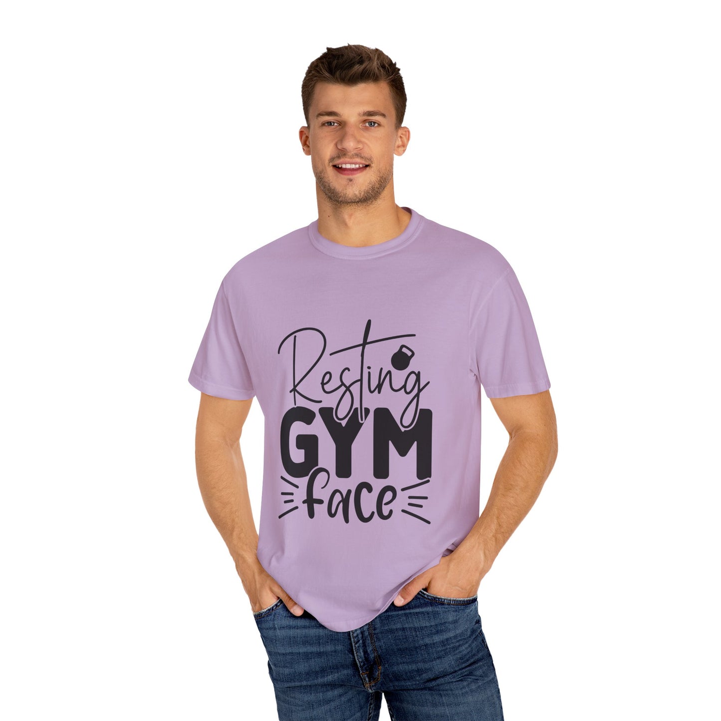 Unisex Garment-Dyed T-Shirt – "Resting Gym Face" | Fitness Meme Style Tee