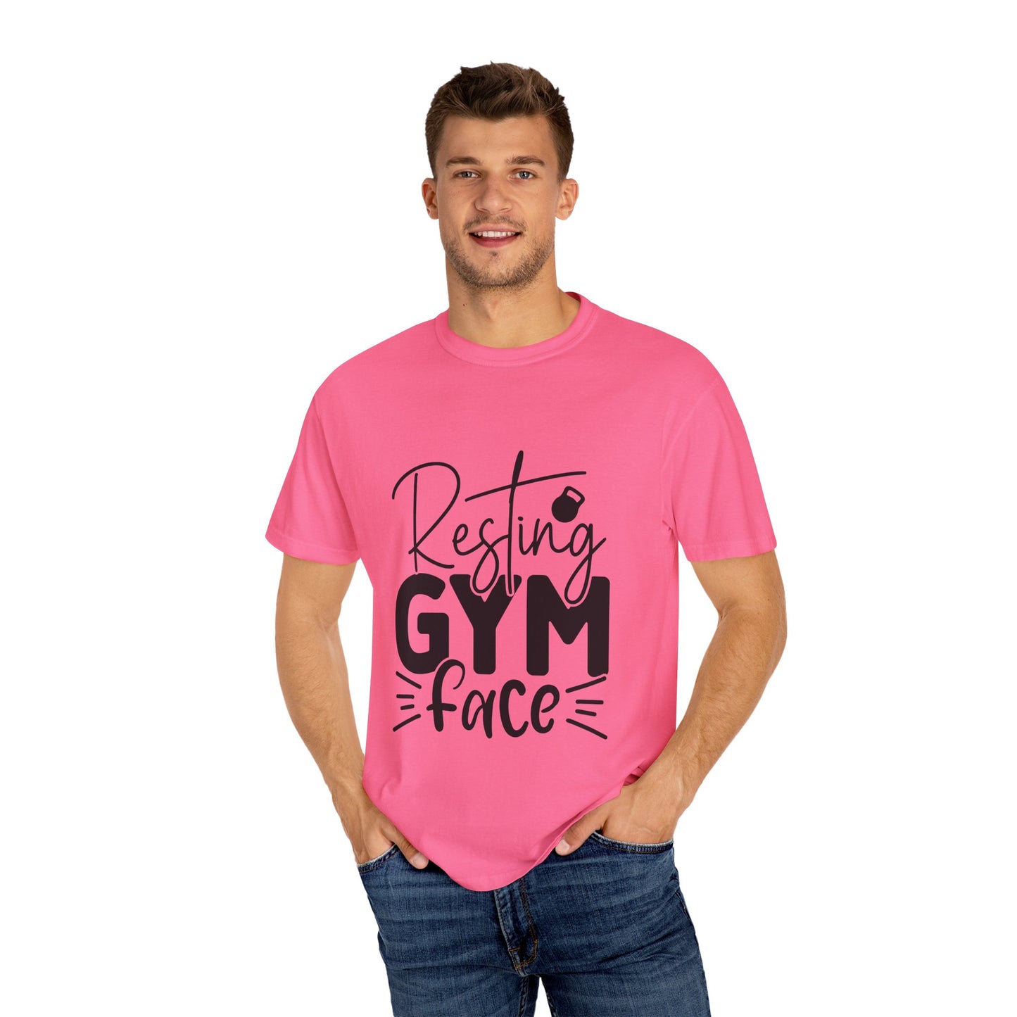 Unisex Garment-Dyed T-Shirt – "Resting Gym Face" | Fitness Meme Style Tee