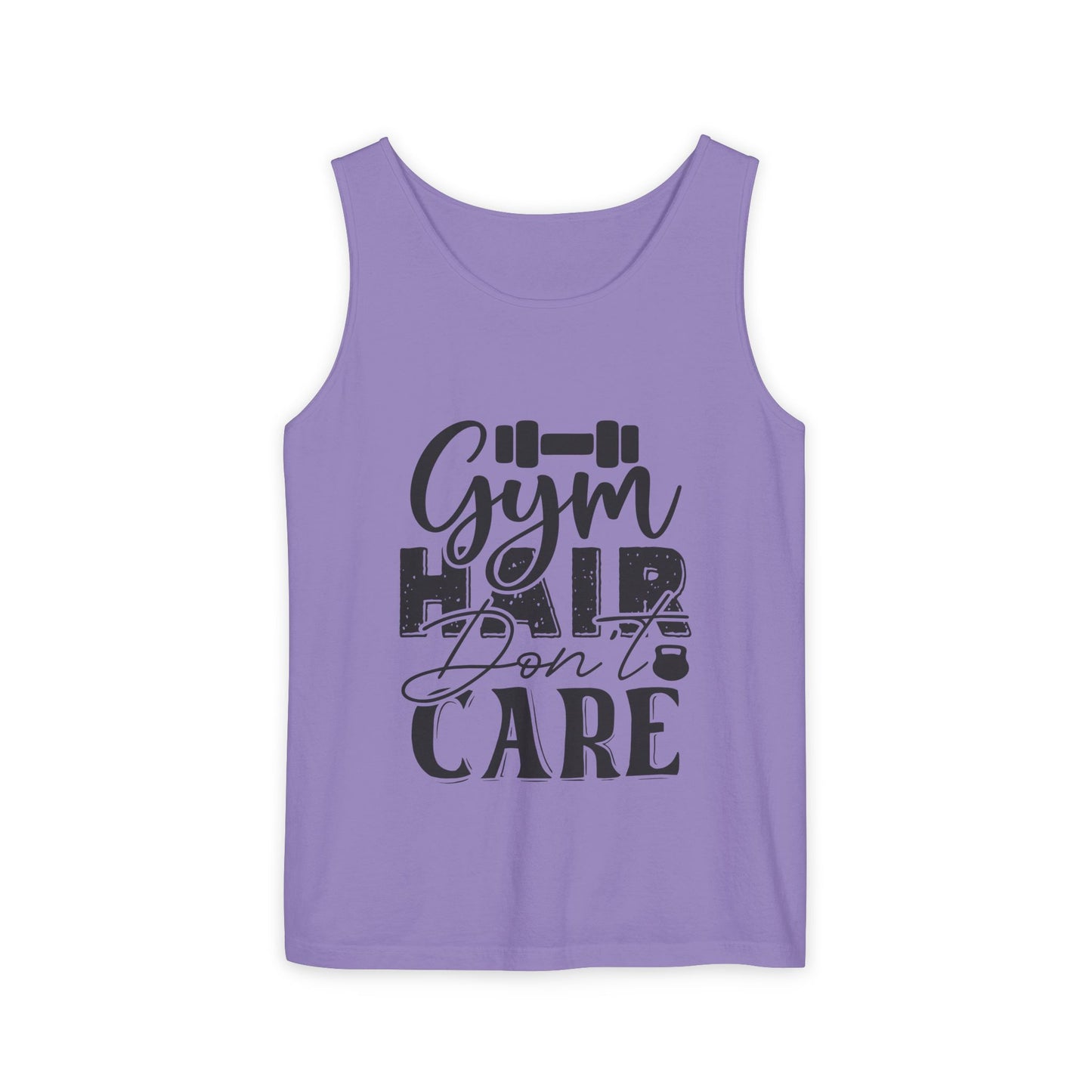 Unisex Garment-Dyed Tank Top – "Gym Hair Don’t Care" Funny Workout Tank