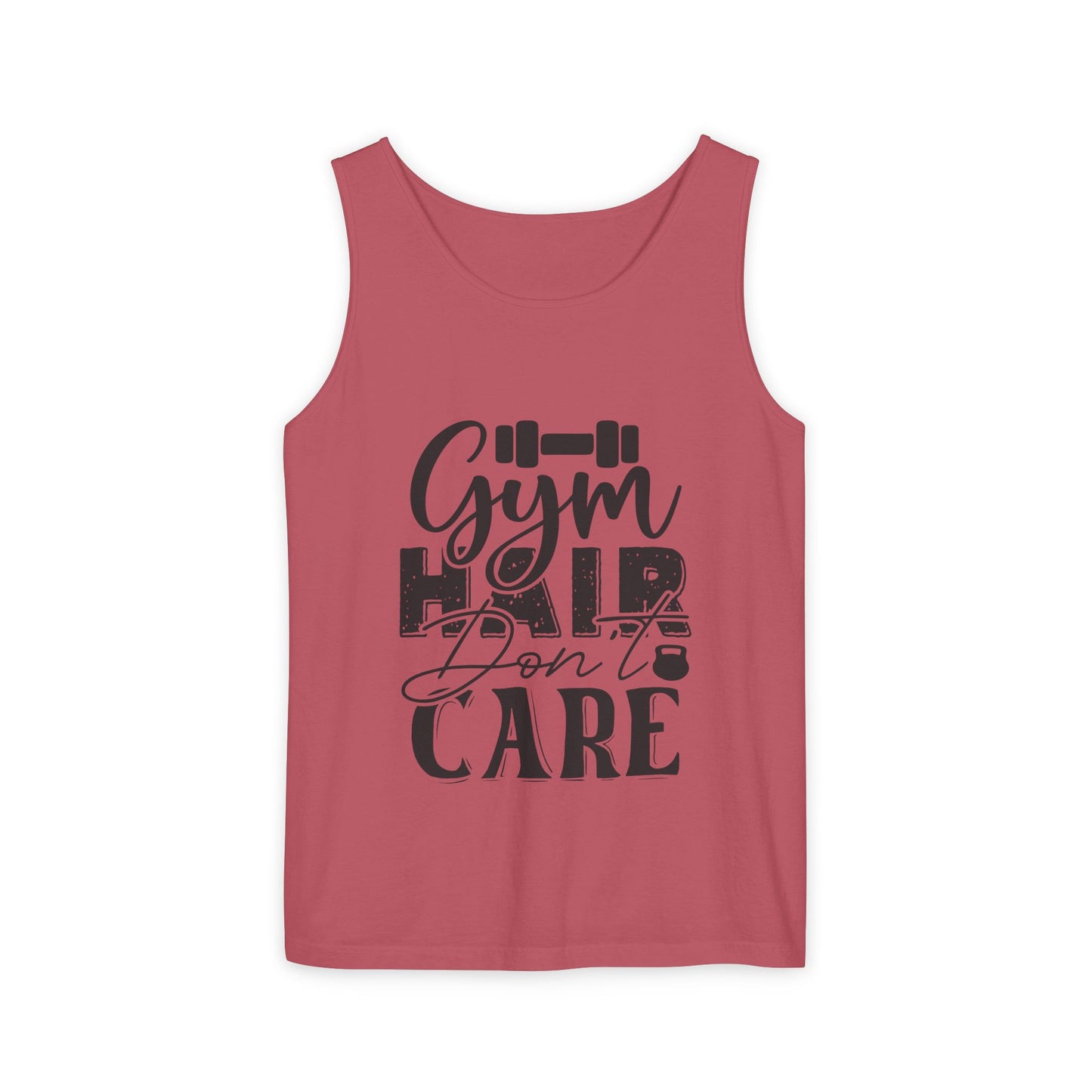 Unisex Garment-Dyed Tank Top – "Gym Hair Don’t Care" Funny Workout Tank