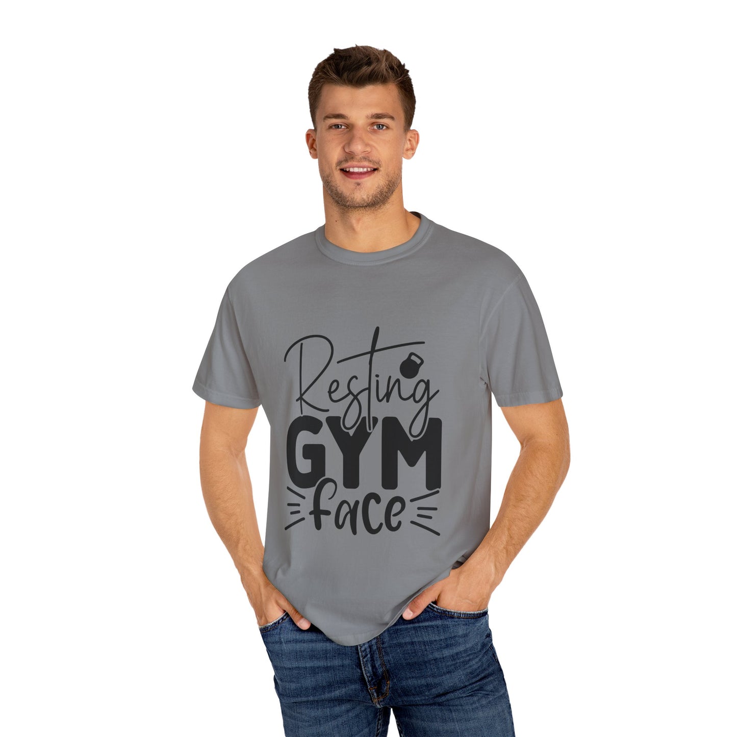 Unisex Garment-Dyed T-Shirt – "Resting Gym Face" | Fitness Meme Style Tee