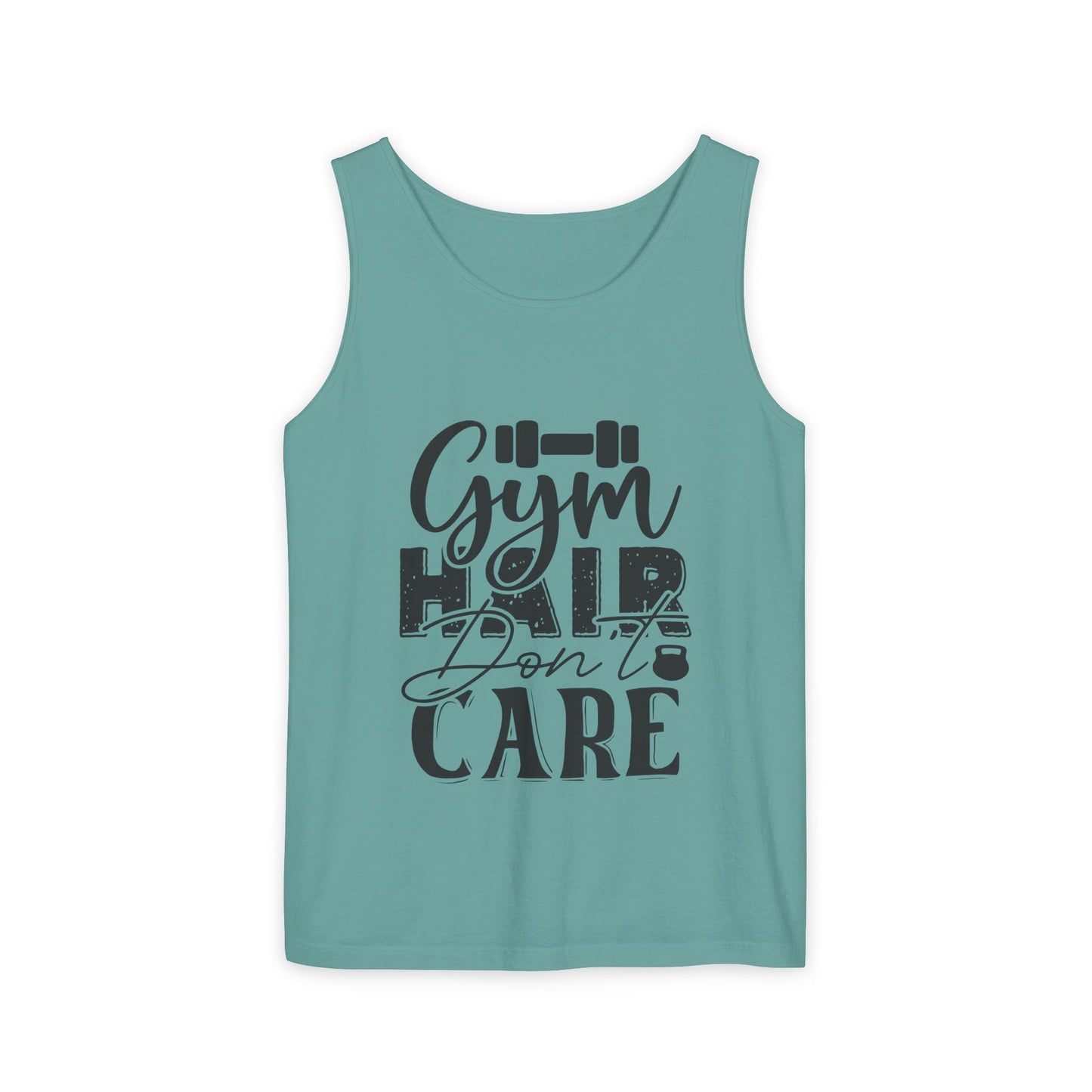 Unisex Garment-Dyed Tank Top – "Gym Hair Don’t Care" Funny Workout Tank