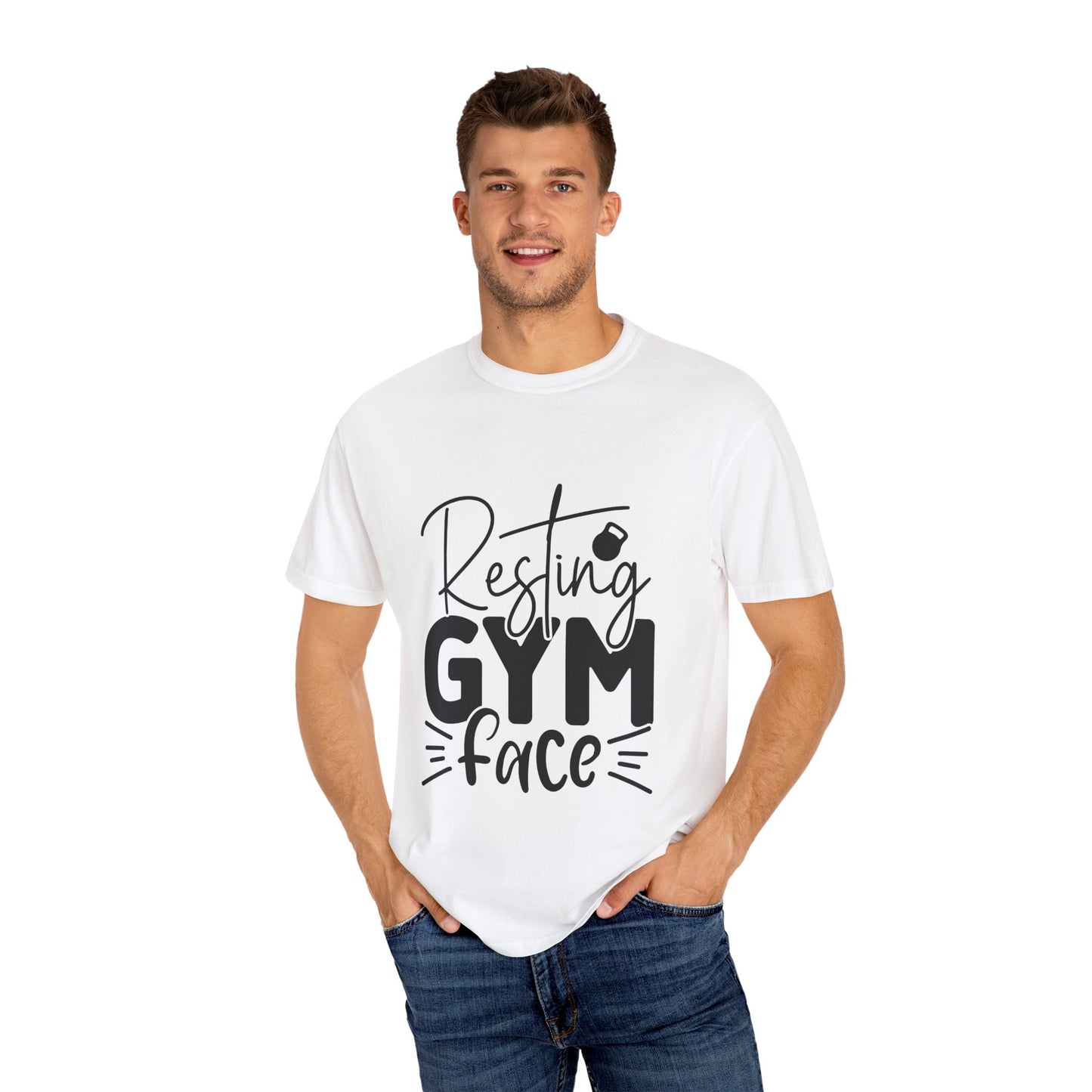 Unisex Garment-Dyed T-Shirt – "Resting Gym Face" | Fitness Meme Style Tee