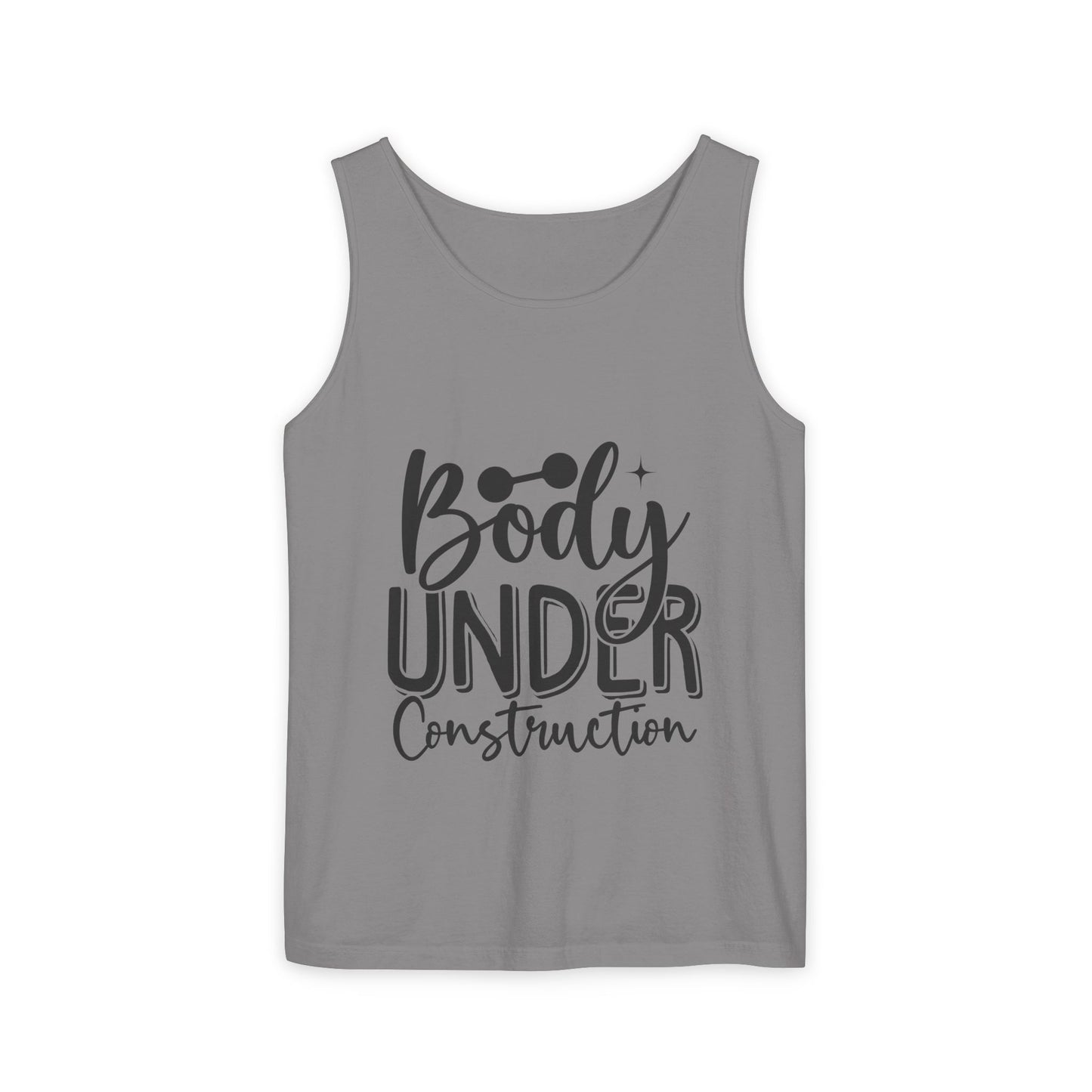 Body Under Construction Tank Top, Workout Muscle Tee, Fitness Sleeveless Shirt