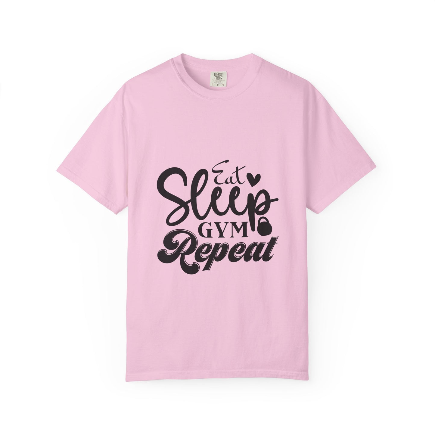 Fitness Lifestyle Tee - Unisex Garment-Dyed T-shirt with 'Eat Sleep Gym Repeat' Design