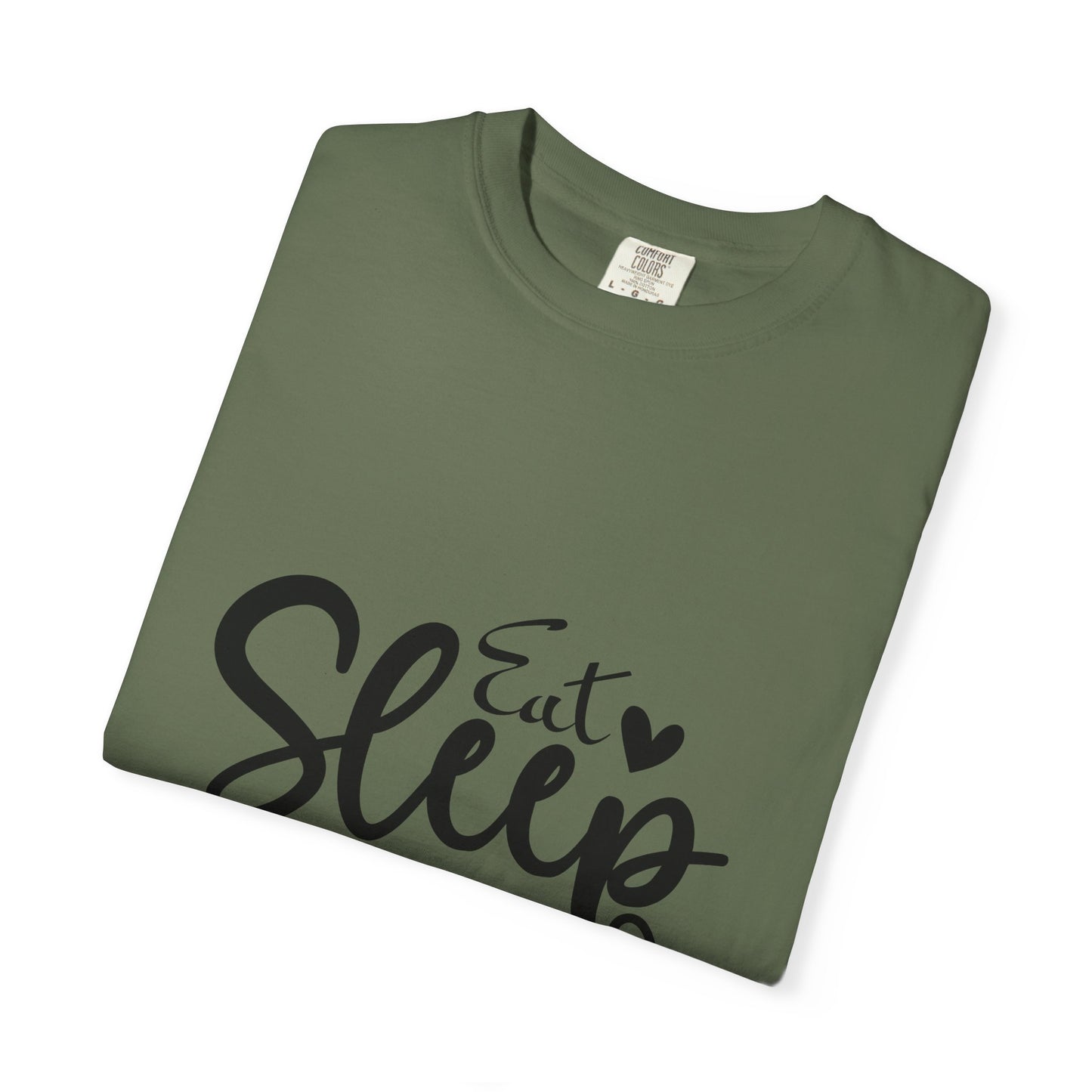 Fitness Lifestyle Tee - Unisex Garment-Dyed T-shirt with 'Eat Sleep Gym Repeat' Design