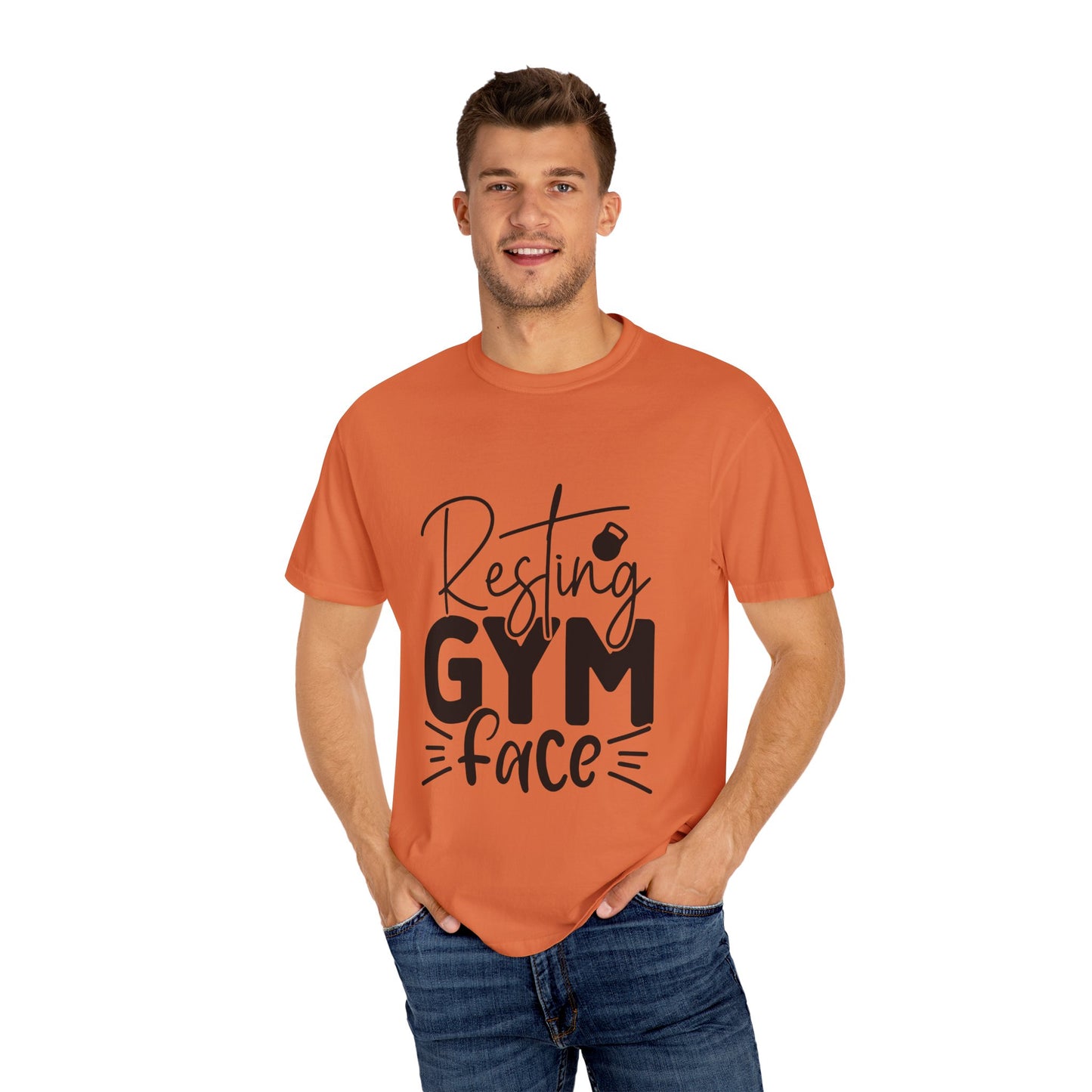 Unisex Garment-Dyed T-Shirt – "Resting Gym Face" | Fitness Meme Style Tee