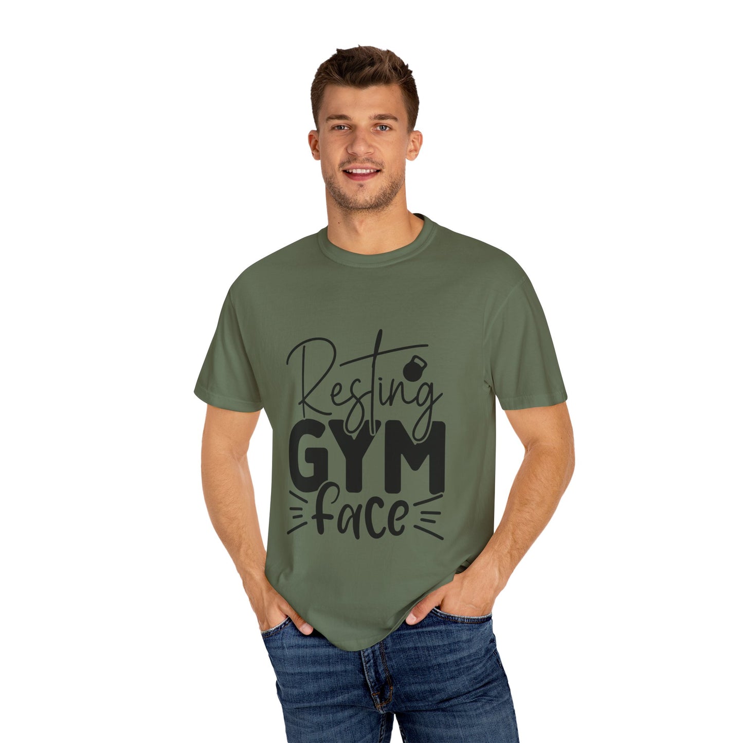 Unisex Garment-Dyed T-Shirt – "Resting Gym Face" | Fitness Meme Style Tee
