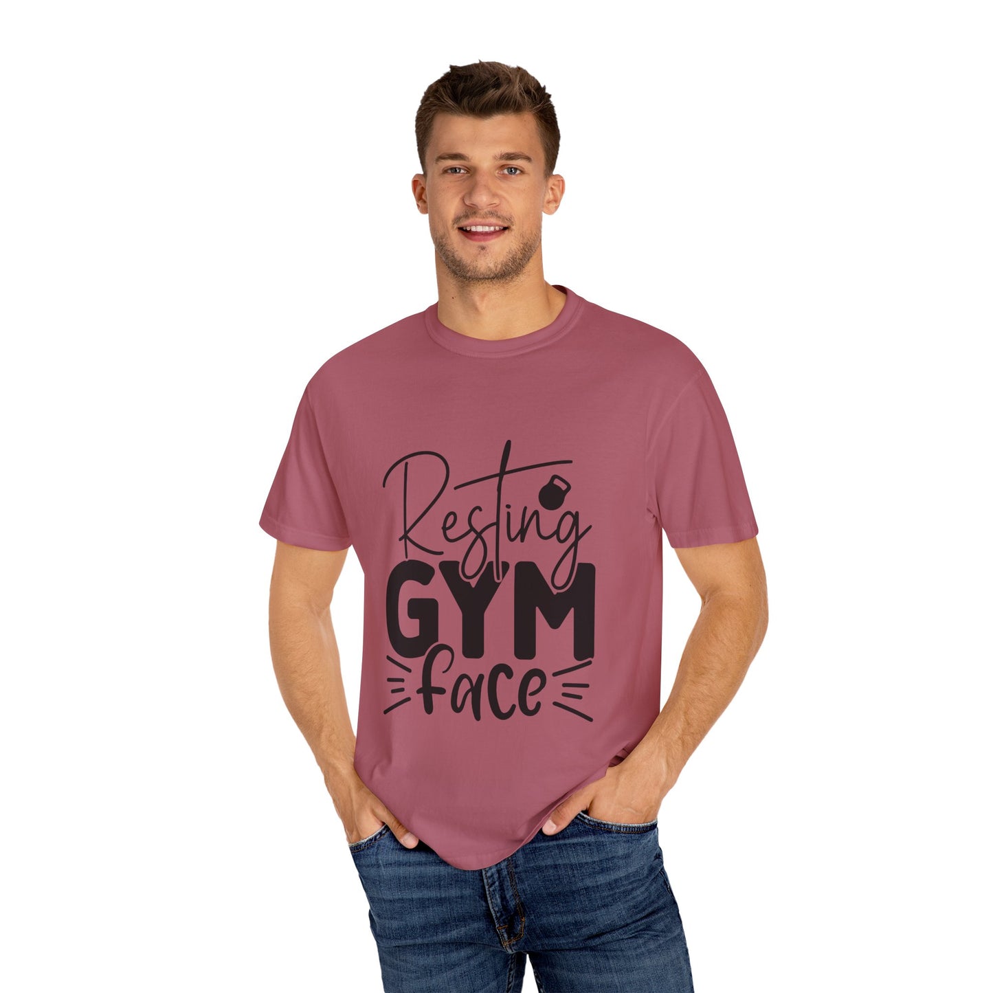 Unisex Garment-Dyed T-Shirt – "Resting Gym Face" | Fitness Meme Style Tee