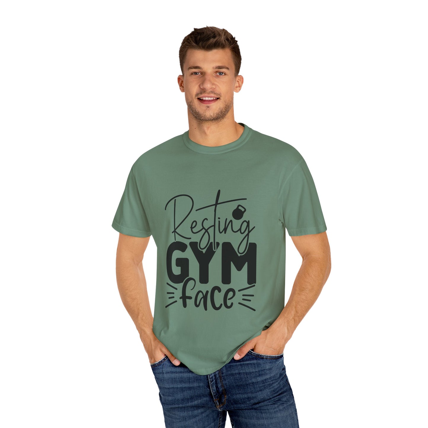 Unisex Garment-Dyed T-Shirt – "Resting Gym Face" | Fitness Meme Style Tee