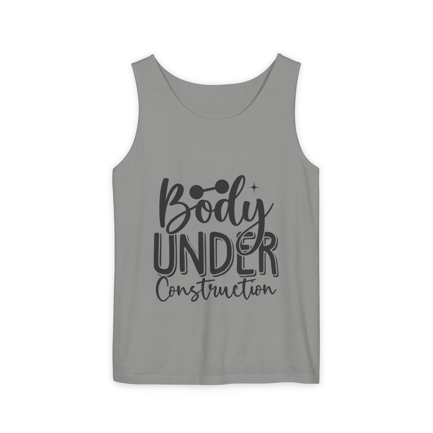 Body Under Construction Tank Top, Workout Muscle Tee, Fitness Sleeveless Shirt
