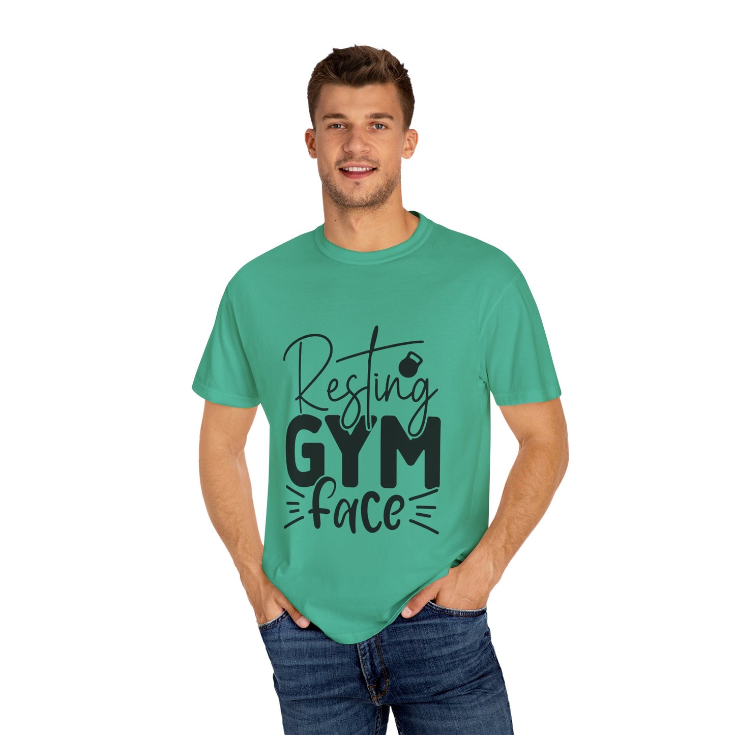 Unisex Garment-Dyed T-Shirt – "Resting Gym Face" | Fitness Meme Style Tee